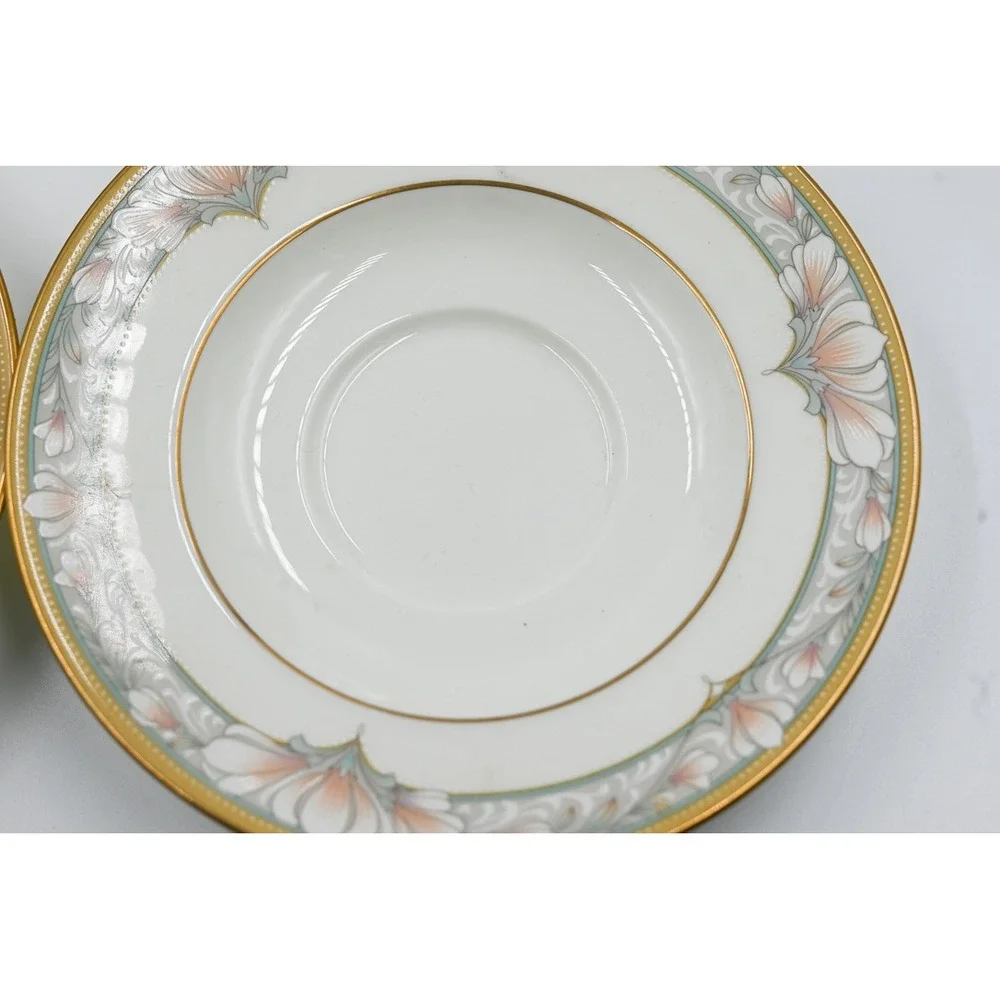 Noritake Barrymore 9737 Bone China Saucers Set of 4 Gold Trim Floral Japan 6in